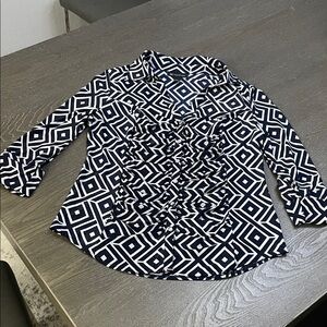 INC International Concepts Navy and White Diamond Button Down Shirt